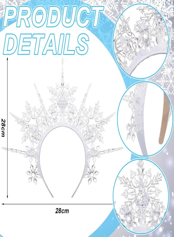 Suncalla Christmas Queen Crown Winter Snowflake Crystal Headband for Halloween Crowns Bride Women Quinceanera Headpieces Prom Party Princess Dress up Costume Christmas Hair Accessories - Image 3